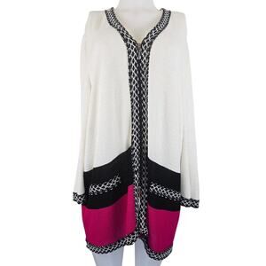 Stizzoli Black Pink Mid Zip Winter Women's Cardigan Tag 56 - US 20